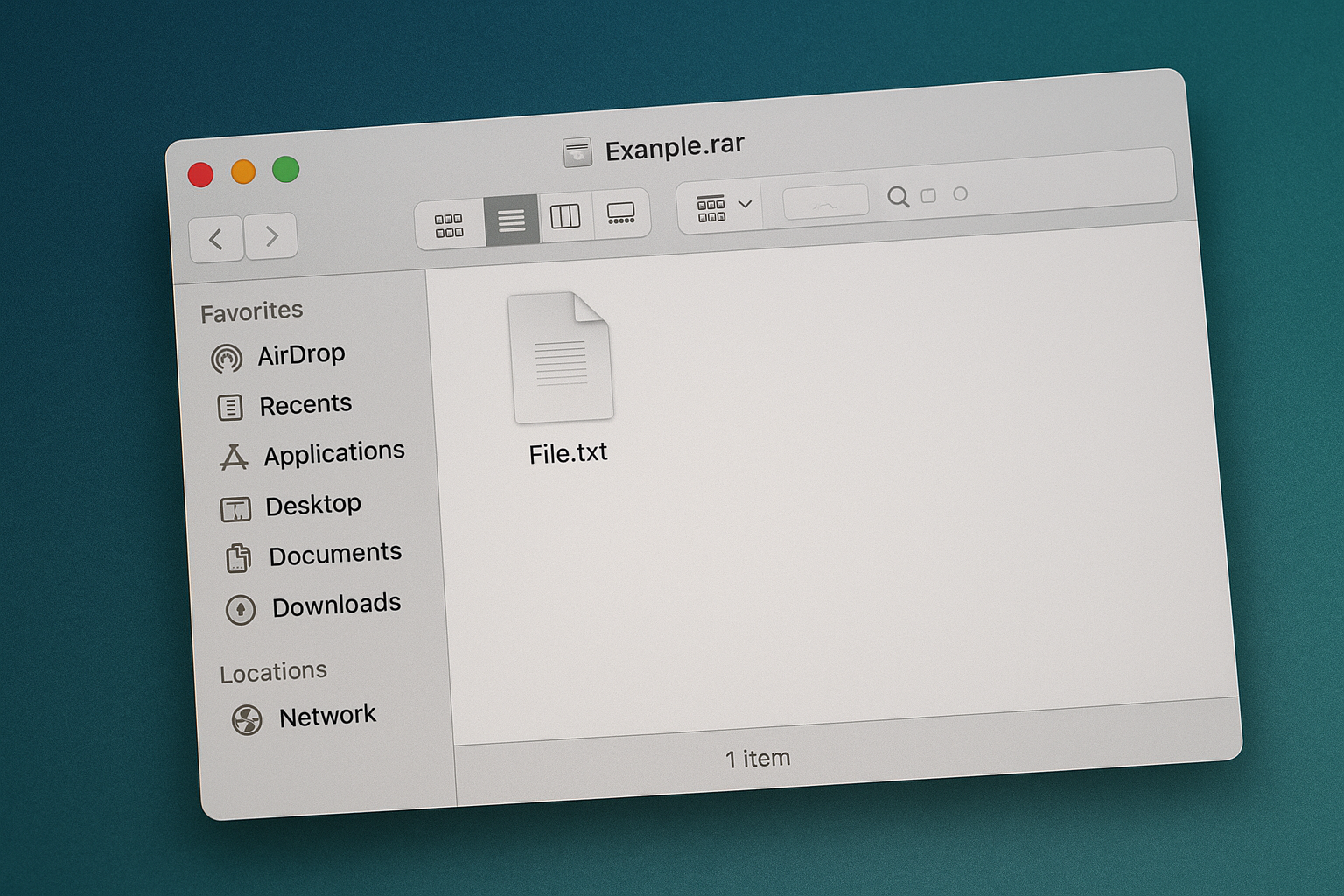 Archivo RAR abierto correctamente en Mac